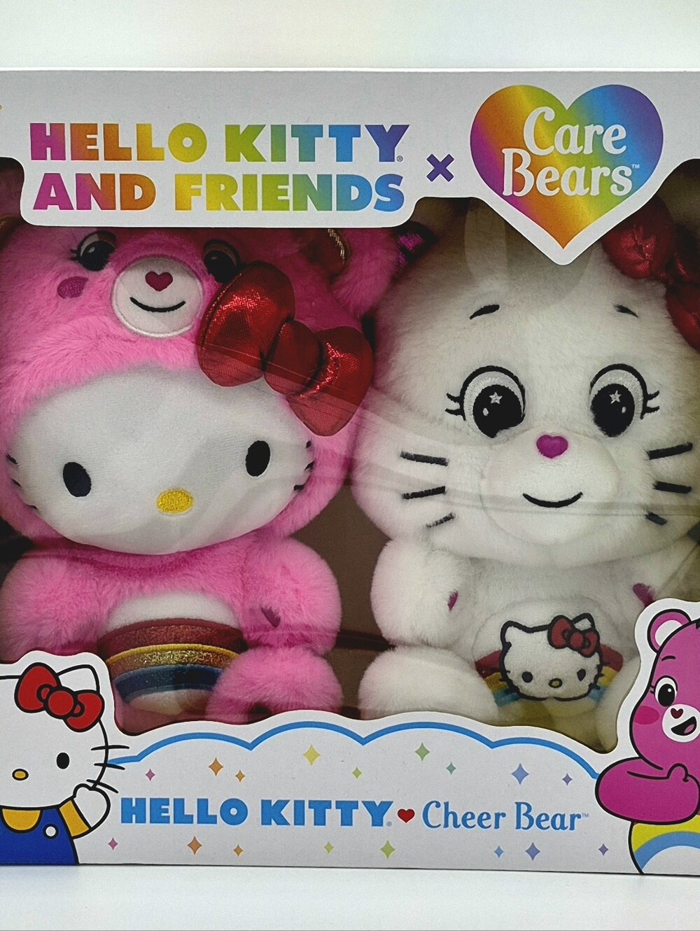 🎀 Hello Kitty x Care Bears Cheer Bear Plush Set NWT Sealed Box Sanrio Collector